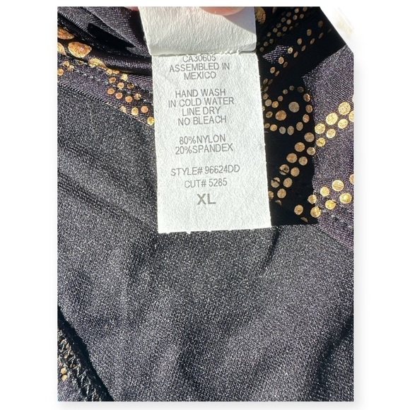 Vintage Endless Sun Bikini Black With Shimmering Gold Women’s Size XL DD Cup Top - Picture 5 of 8